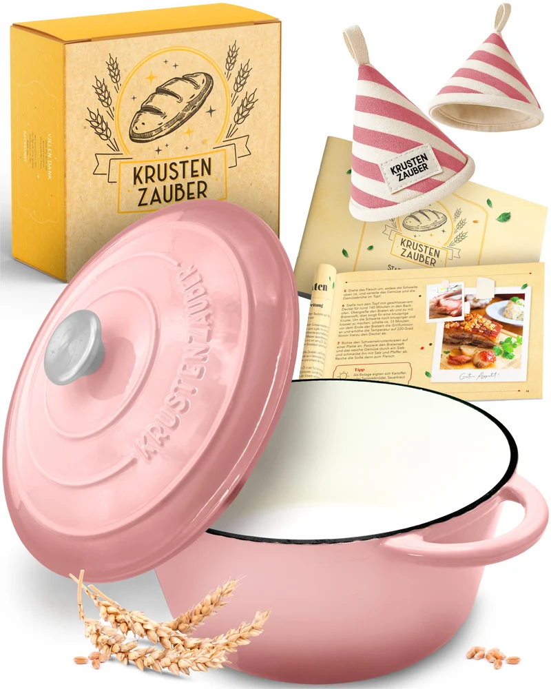 26cm Emaille Gusseisentopf in Rosa - Einzeln
