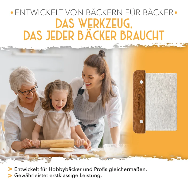 Teigschneider aus Edelstahl 18 cm mit Holzgriff
