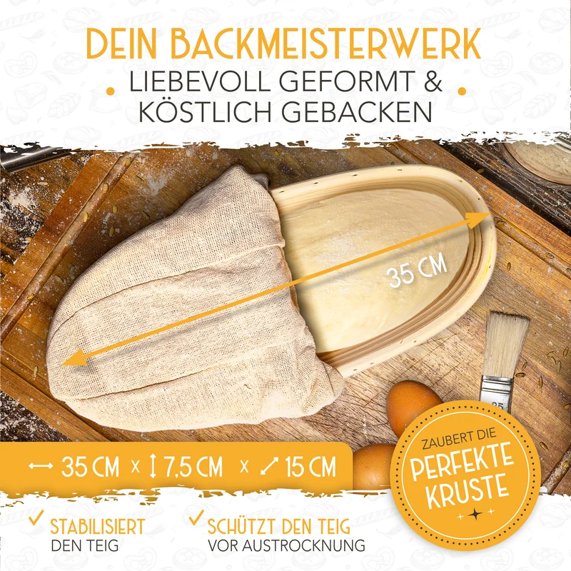 Set aus 2x Gärkorb und 2x Teigritzmesser
