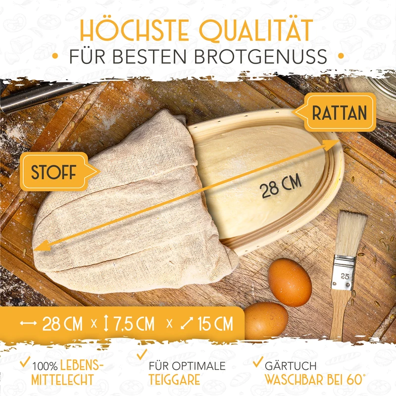 28cm Gärkorb oval inkl. Gärtuch