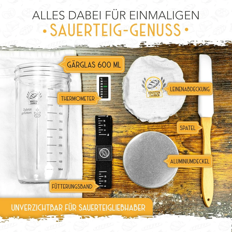 600ml Starter Set - Gärglas mit Spatel und Thermometer