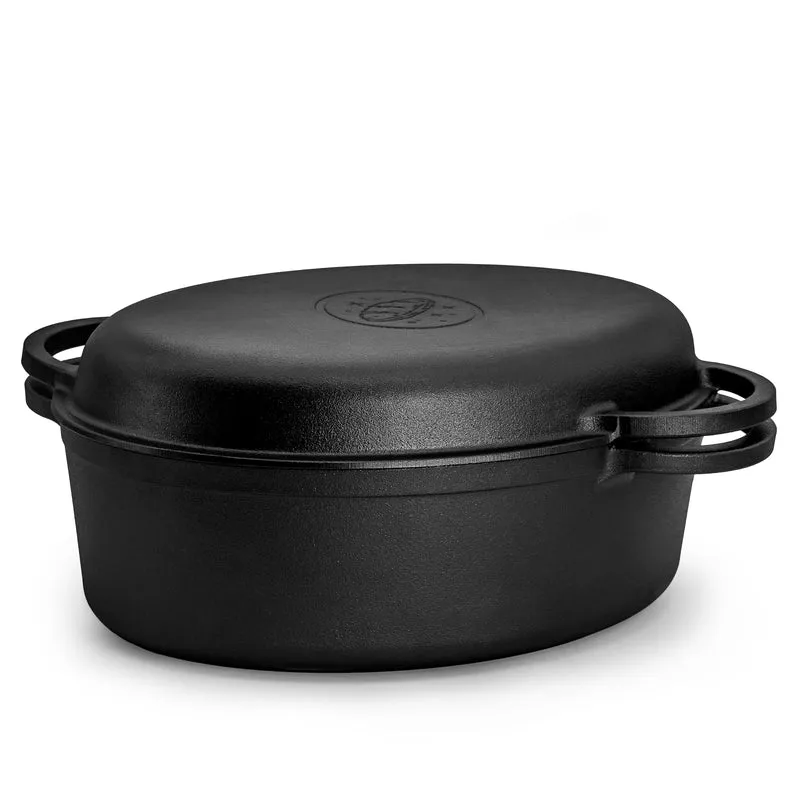 2-in-1 Gusseisen Bräter 6,0l mit Deckel inkl. Gärkorb