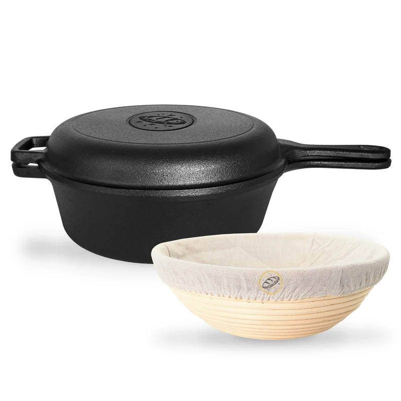 2-in-1 Gusseisen Brotbacktopf 3,0l mit Deckel und Gärkorb