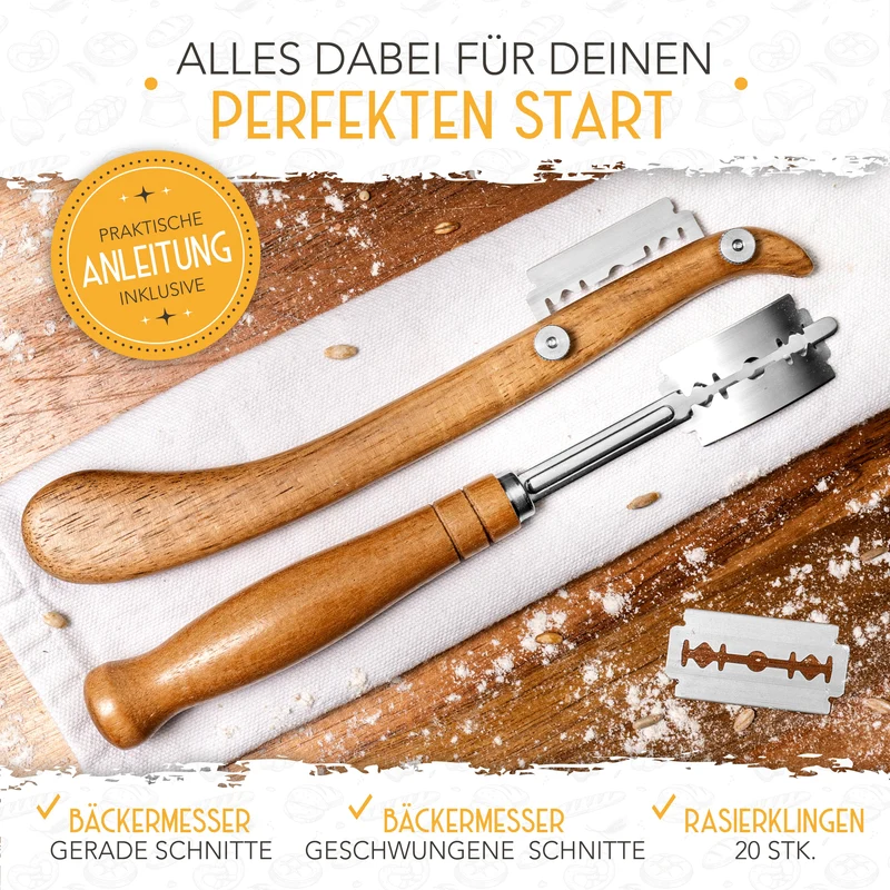 Gärkorb-Set + 2x Bäckermesser