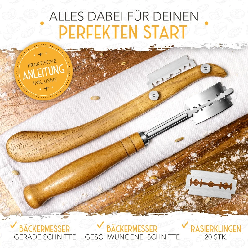 Bäckerleinen-Set + 2x Bäckermesser
