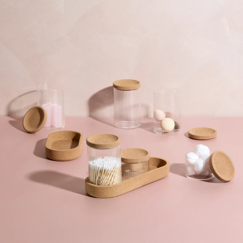 Wattenschijfjes en -staafjes houder 3-delige set Five®