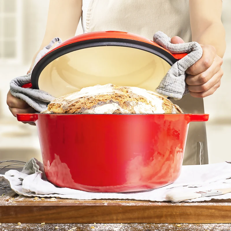 2-in-1 Gusseisen Emaille Brotbacktopf 26cm mit Gärkorb
