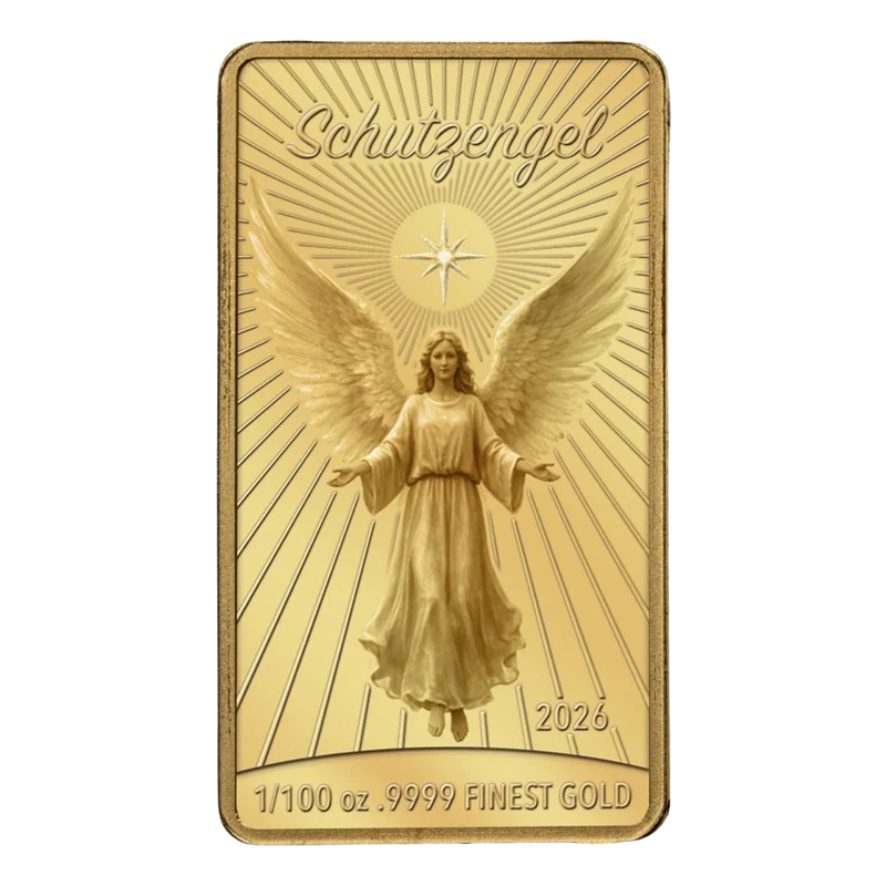 Goldbarren „Schutzengel" in Geschenkkarte mit Schleife
