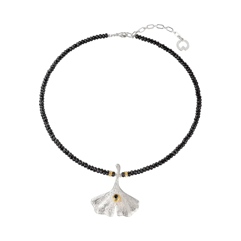 Collier "Ginkgo mit Onyx"