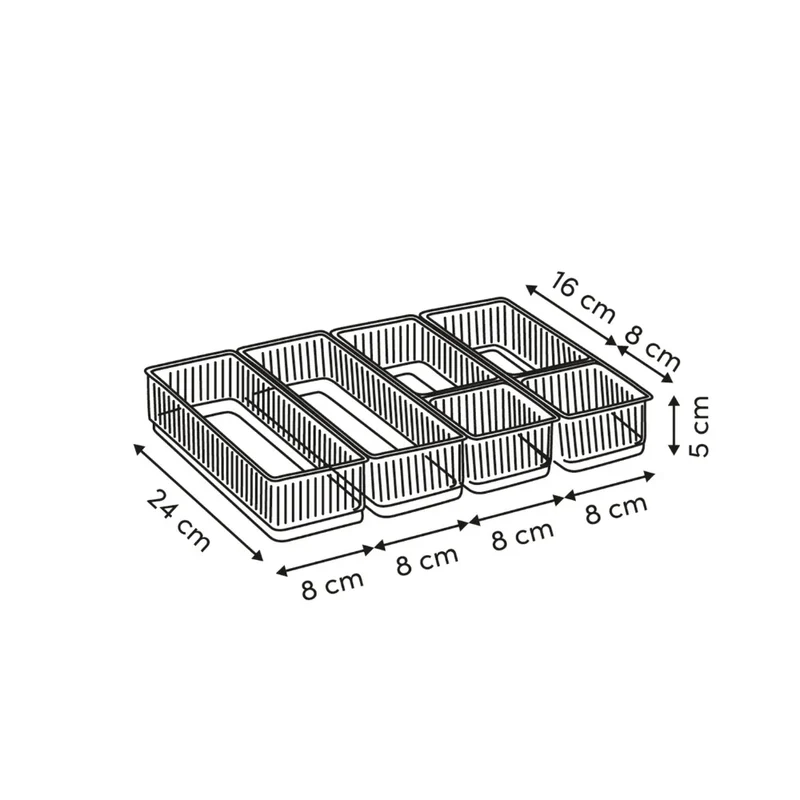 Transparante ladebakjes 6-delige set ribbelpatroon Five®