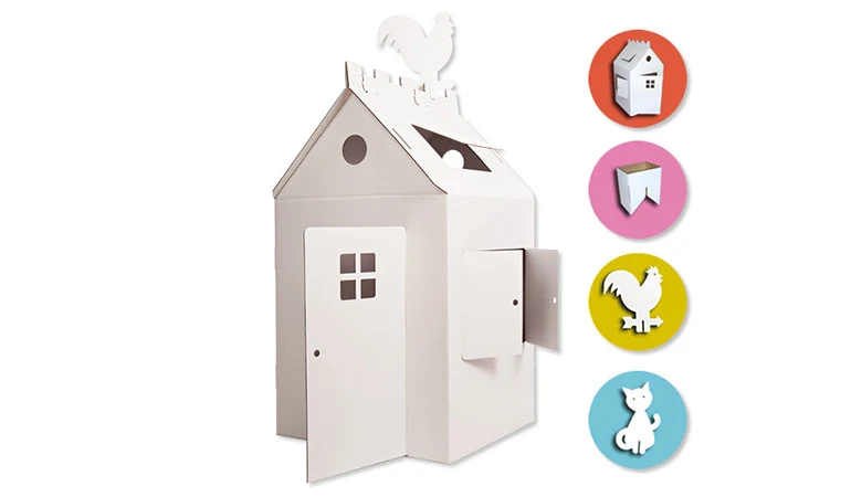 Großes Papphaus ‘Homie’ | begehbares Spielhaus | B 90 x L 73 x H 125 cm | kreative Spielidee | Made in Germany