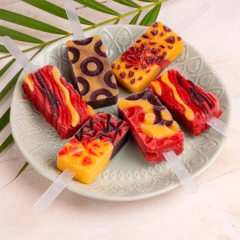 -Lurch- Eisform für Eis am Stiel "Wave", Popsicles Silikon 2er Set mit Deckel wiederverwendbar