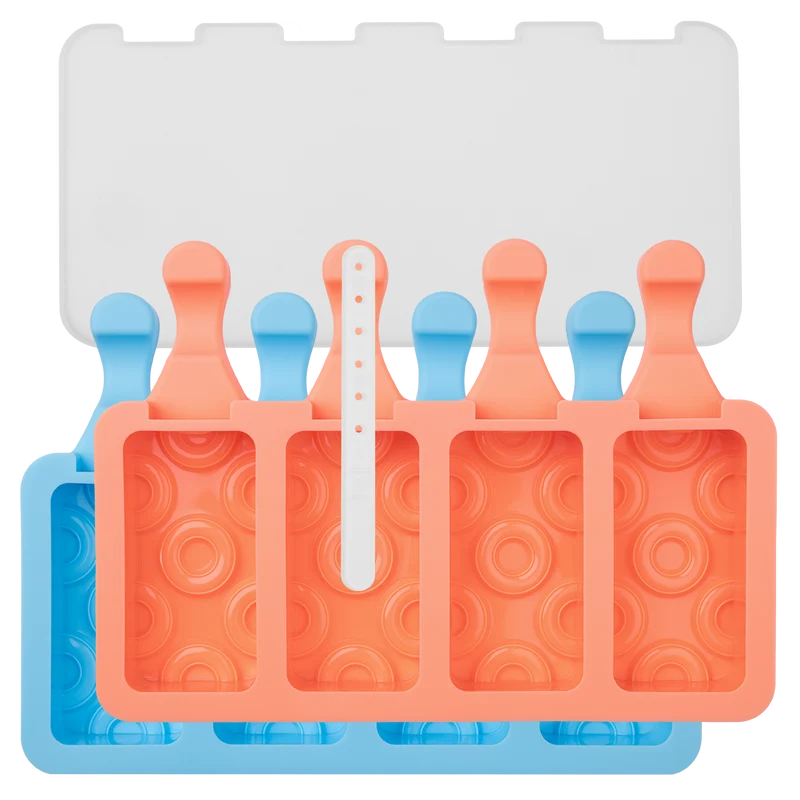 -Lurch- Eisform für Eis am Stiel "Donut", Popsicles Silikon 2er Set mit Deckel wiederverwendbar