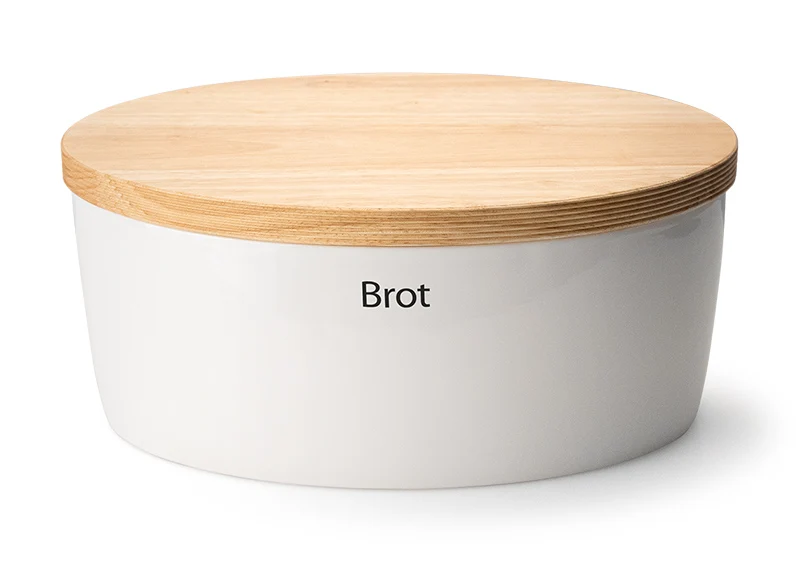 -Continenta- Brottopf oval Keramik mit Holzdeckel, 36 x 23 x 15,5 cm
