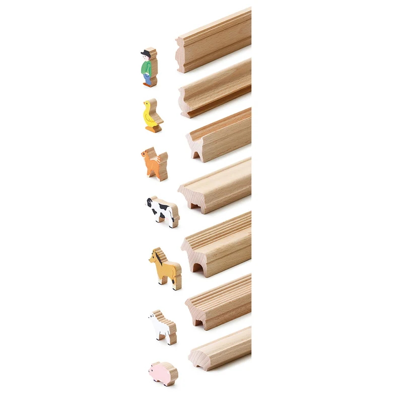 Tolle Bastelleisten 'Bauernhof' | Buche natur | 7 Motive | Länge 45 cm | zum Sägen und Bemalen | 30 bis 40 Figuren möglich | Made in Germany