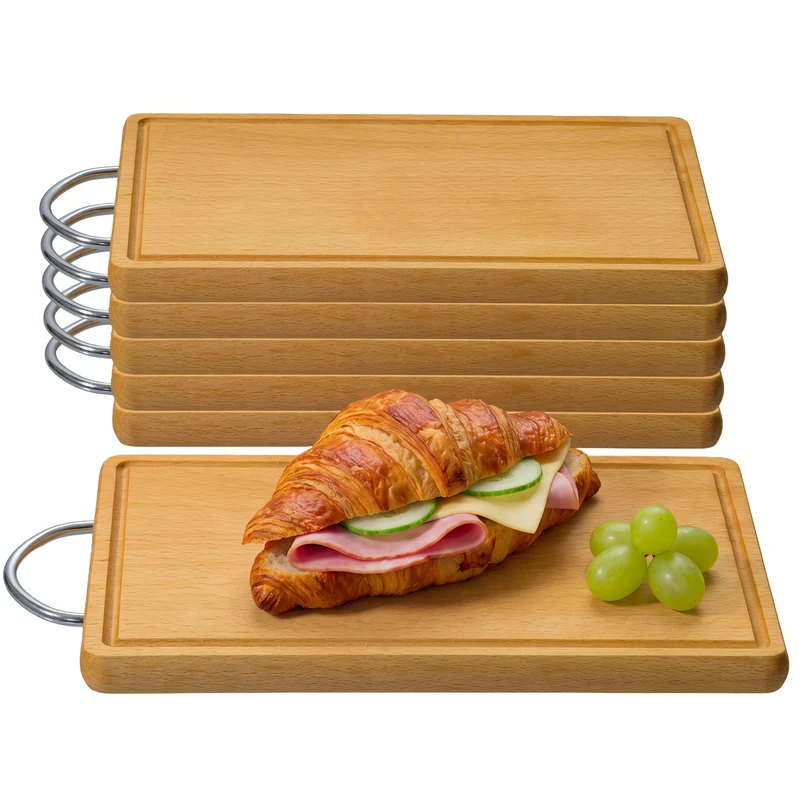 FALKENBERGER Frühstücksbrettchen 6er Set massive Buche, 24 × 14 × 1,6 cm Handgefertigt