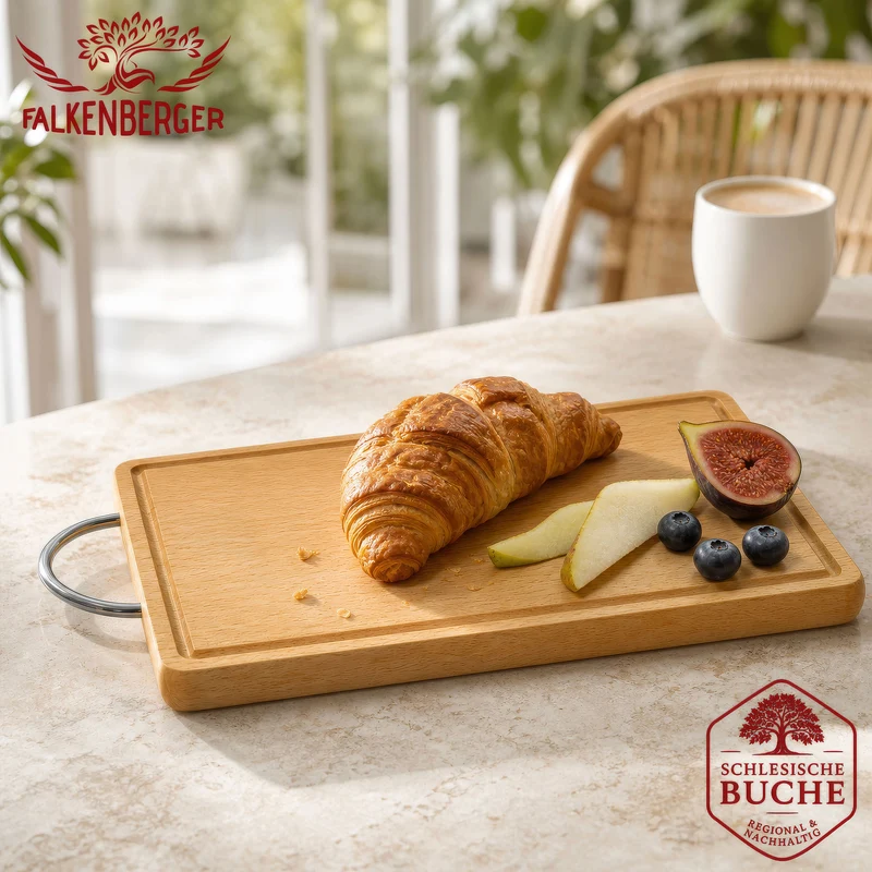 FALKENBERGER Frühstücksbrettchen 10er Set massive Buche, 24 × 14 × 1,6 cm Handgefertigt