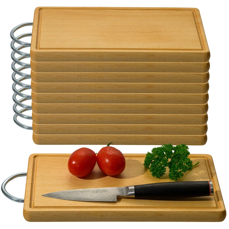FALKENBERGER Frühstücksbrettchen 10er Set massive Buche, 24 × 14 × 1,6 cm Handgefertigt