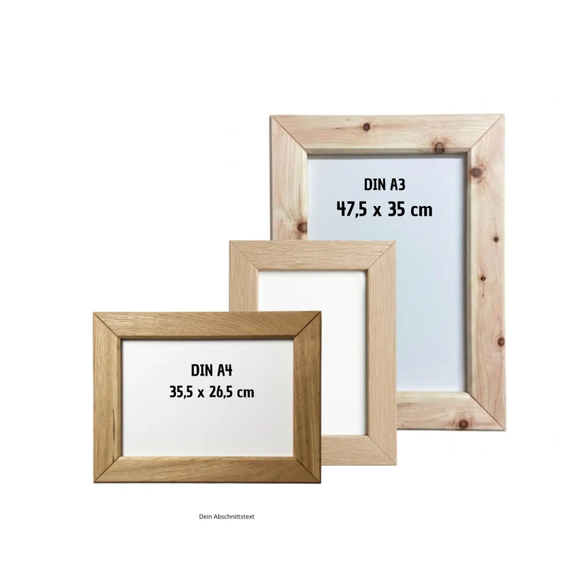 Massivholz Bilderrahmen 'Erbstück' | Zirbe oder Eiche | verschiedene Größen | 2 mm Glasscheibe | Made in Austria