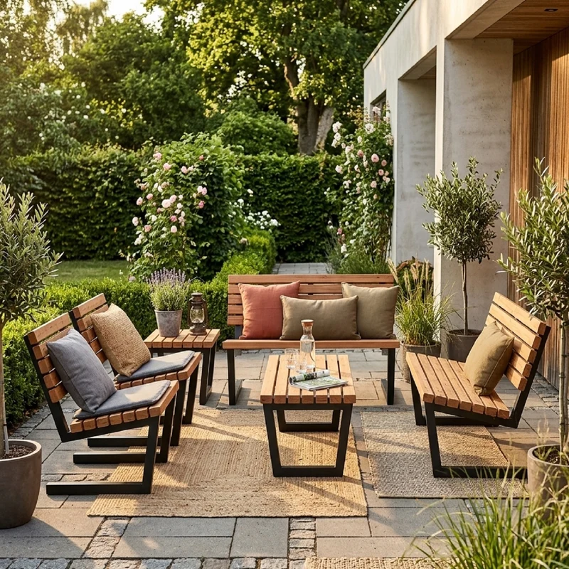 Gartenmöbel 'Siesta Living' | ThermoWood® | schwarz | verschiedene Ausführungen | verzinkter Stahl | Holz fungizidbehandelt | | Made in Europe