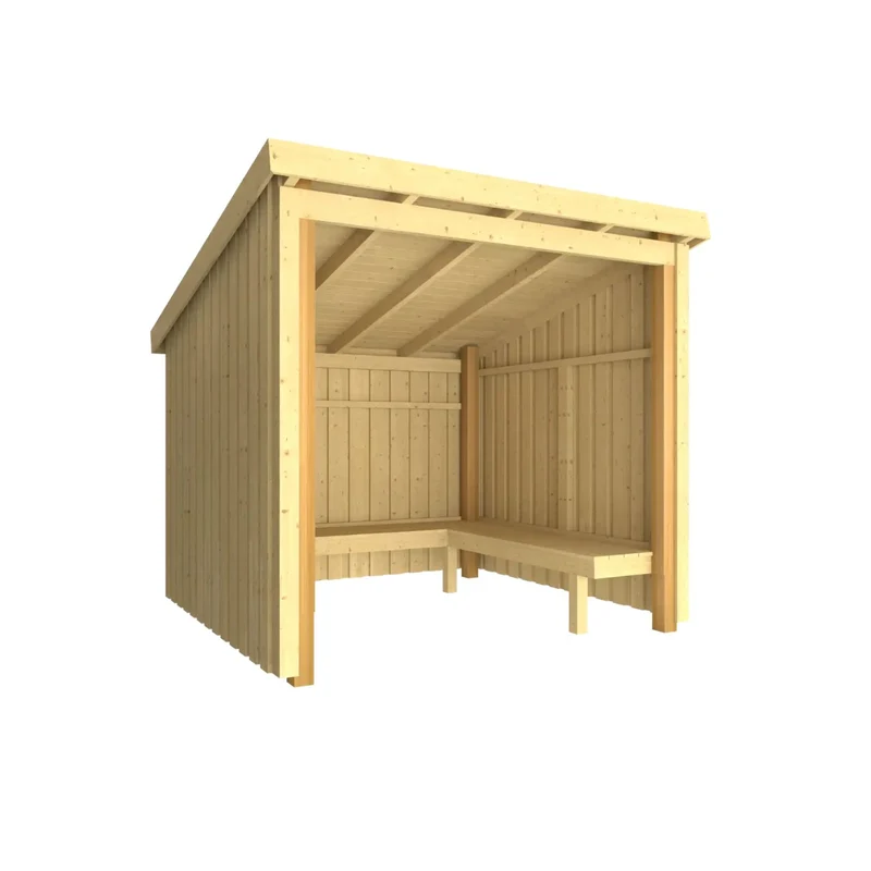 Gartenlaube 'Nordic' | mit Bank | L 229 x B 218 x H 169/220 cm | Holz unbehandelt | 5 m² | Made in Europe