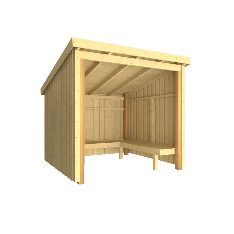 Gartenlaube 'Nordic' | mit Bank | L 229 x B 218 x H 169/220 cm | Holz unbehandelt | 5 m² | Made in Europe