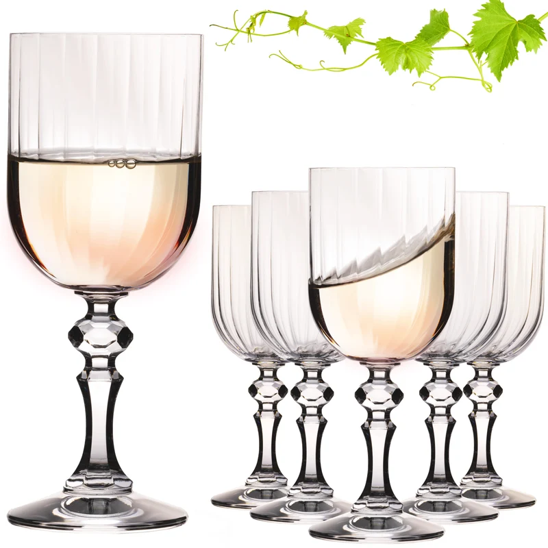 IMPERIAL glass Geriffelte Weingläser 320ml "Prag" Set 6-Teilig Weißweingläser aus Crystalline Glas