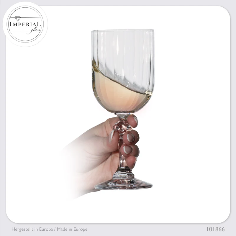 IMPERIAL glass Geriffelte Weingläser 320ml "Prag" Set 6-Teilig Weißweingläser aus Crystalline Glas