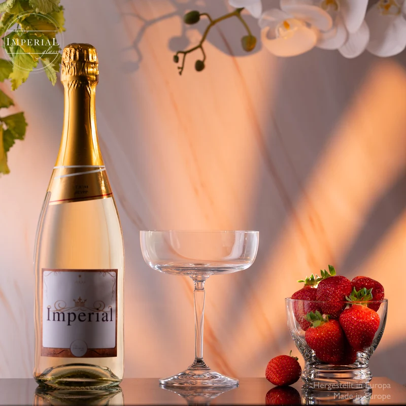 IMPERIAL glass Eckige Sektschalen 260ml Set 2-Teilig "Rio" Champagnergläser aus Crystalline Glas