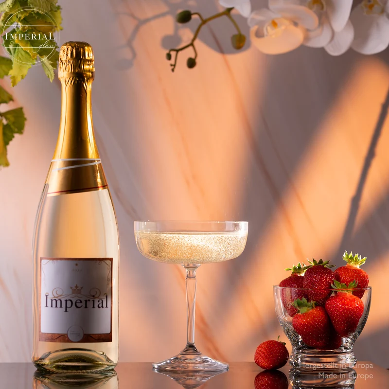 IMPERIAL glass Eckige Sektschalen 260ml Set 2-Teilig "Rio" Champagnergläser aus Crystalline Glas