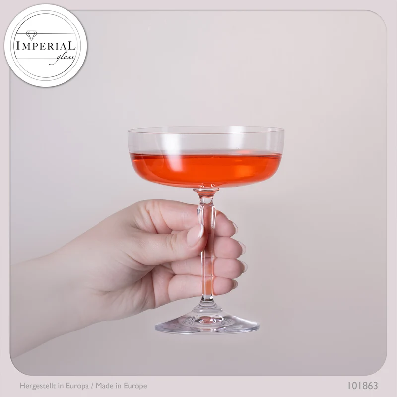 IMPERIAL glass Eckige Sektschalen 260ml Set 2-Teilig "Rio" Champagnergläser aus Crystalline Glas
