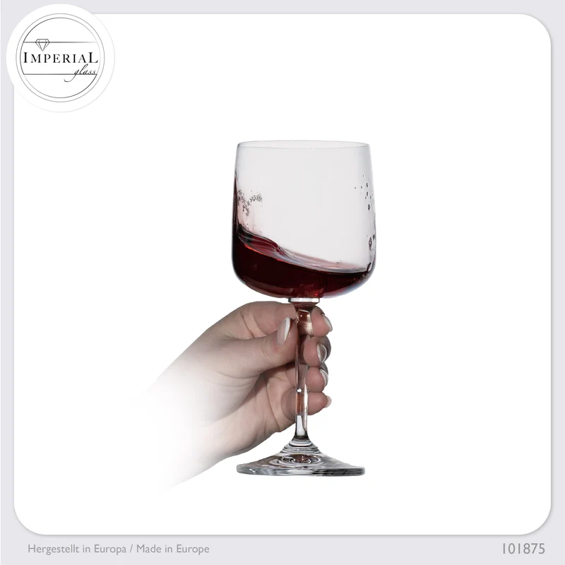 IMPERIAL glass Eckige Weingläser 380ml Set 2-Teilig "Rio" Rotweingläser aus Crystalline Glas