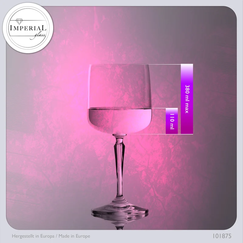 IMPERIAL glass Eckige Weingläser 380ml Set 6-Teilig "Rio" Rotweingläser aus Crystalline Glas