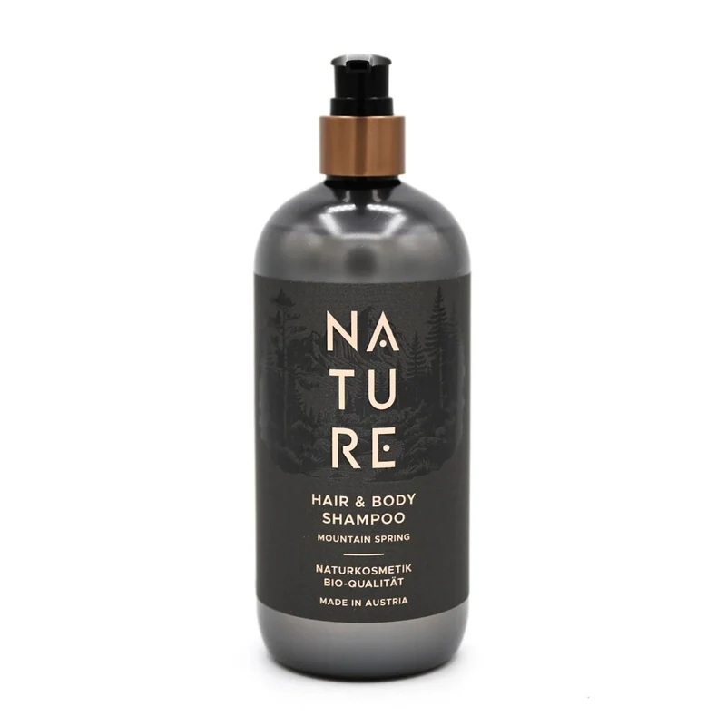 Hair & Body Shampoo 'Mountain Spring' | tierversuchsfrei | vegan | Kunststoffgebinde mit Pumpfunktion | Made in Austria