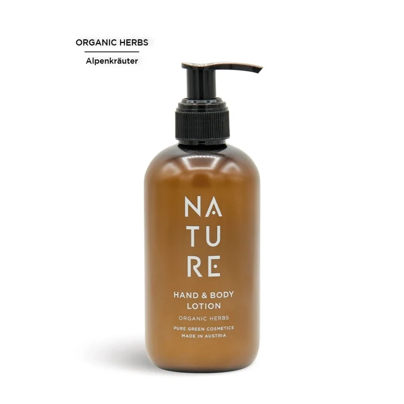 Hand & Body Lotion 'Organic Herbs' | 250 ml | tierversuchsfrei | vegan | Kunststoffgebinde mit Pumpfunktion | Made in Austria