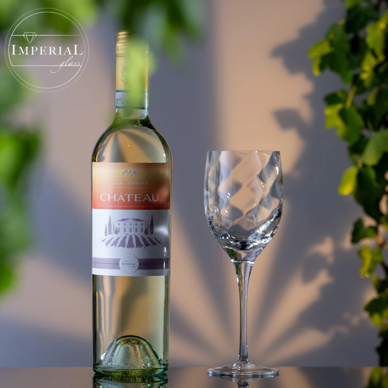 IMPERIAL Weißweingläser 290ml Set mit 2 Weingläsern aus Crystalline Glas mit Rautenmusterung „Glamour“ handgefertigt