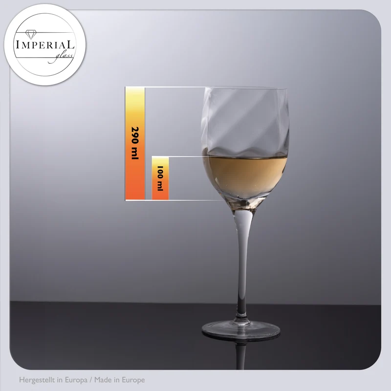 IMPERIAL Weißweingläser 290ml Set mit 2 Weingläsern aus Crystalline Glas mit Rautenmusterung „Glamour“ handgefertigt