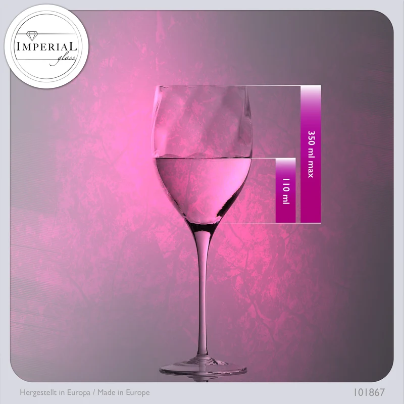 IMPERIAL glass Elegante Rotweingläser 350ml "Glamour" Set 2-Teilig Weingläser aus Crystalline Glas Handmade