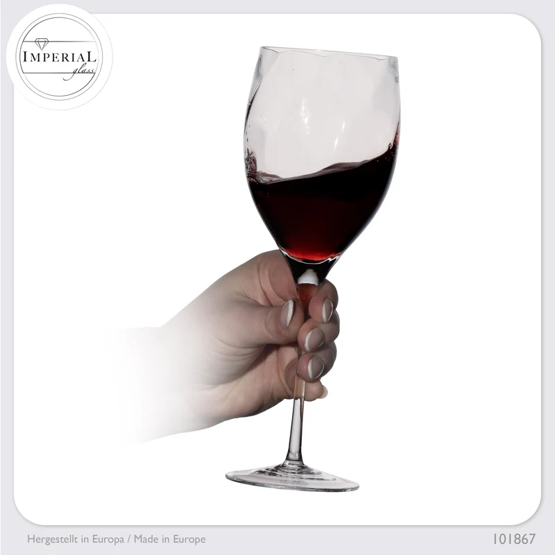 IMPERIAL glass Elegante Rotweingläser 350ml "Glamour" Set 2-Teilig Weingläser aus Crystalline Glas Handmade