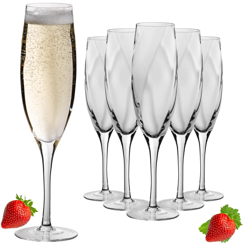 IMPERIAL glass gemusterte Sektkelche 170ml Set 6-Teilig Sektgläser "Glamour" aus Crystalline Glas Handarbeit
