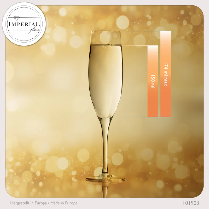 IMPERIAL glass gemusterte Sektkelche 170ml Set 6-Teilig Sektgläser "Glamour" aus Crystalline Glas Handarbeit