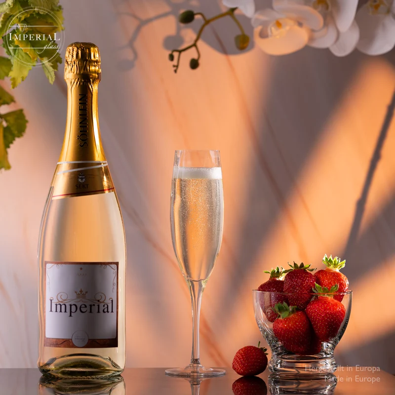 IMPERIAL glass gemusterte Sektkelche 170ml Set 6-Teilig Sektgläser "Glamour" aus Crystalline Glas Handarbeit