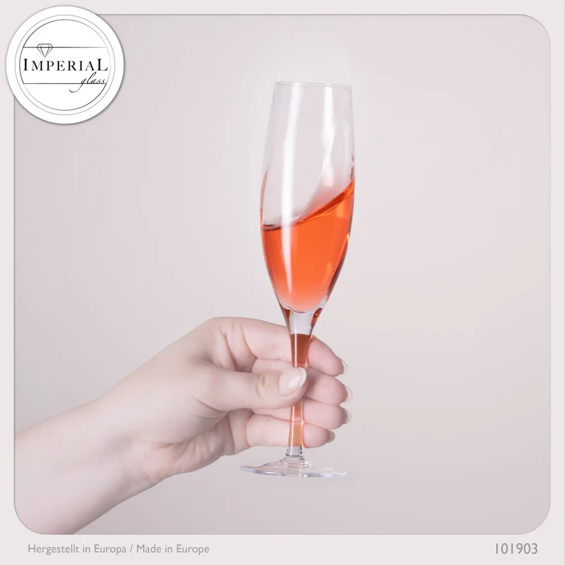 IMPERIAL glass gemusterte Sektkelche 170ml Set 6-Teilig Sektgläser "Glamour" aus Crystalline Glas Handarbeit