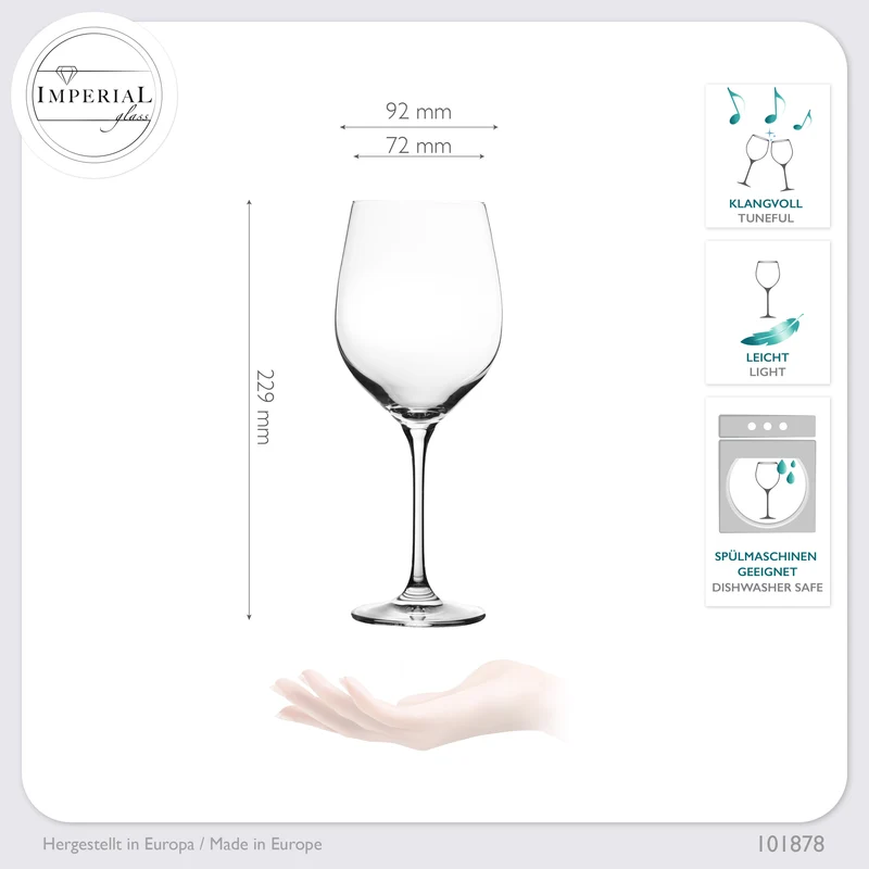 IMPERIAL glass Bauchige Rotweingläser 550ml Set 6-Teilig "Havanna" Burgundergläser aus Crystalline Glas