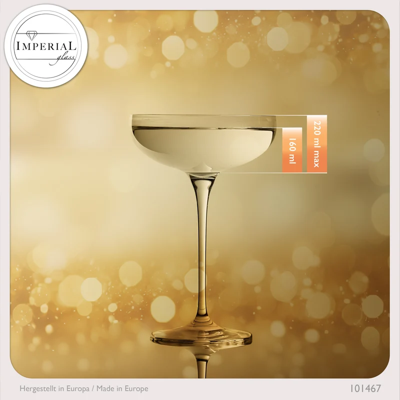 IMPERIAL glass Sektschalen 220ml "Havanna" Champagnergläser Set 6-Teilig Sektgläser aus Crystalline Glas