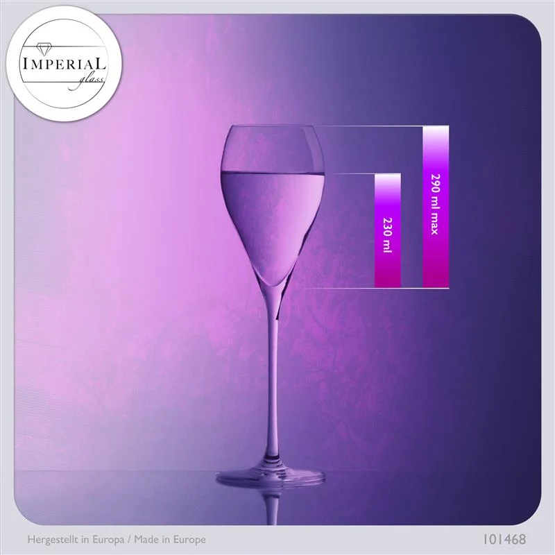 IMPERIAL glass Proseccogläser 230ml (max. 290ml) Set 6-Teilig "Havanna" Sektgläser aus Crystalline Glas Spülmaschinenfest