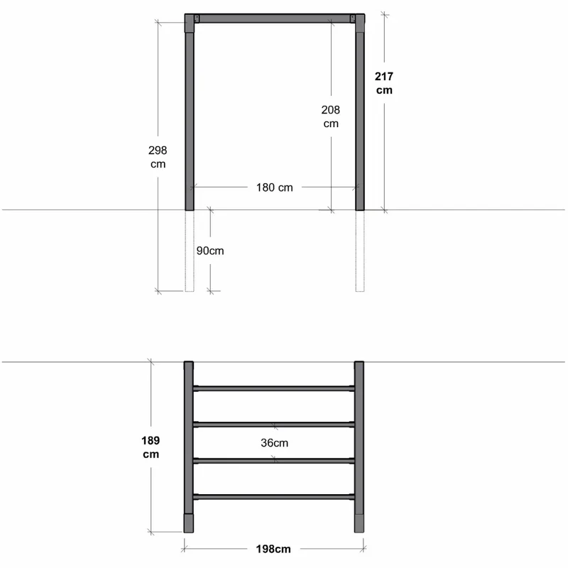 Pergola 'Arcade' | L 198 x B 189 x H 217 cm | Wandmontage | Holzpfosten | Beschläge feuerverzinkt | schwarz lackiert | Made in Europe