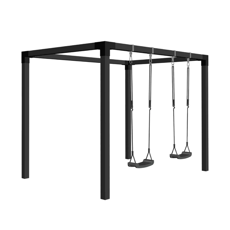 Schaukel 'Daylife' | L 268 x B 198 x H 217 cm | 2 Schaukeln | Holzpfosten | Beschläge feuerverzinkt | schwarz lackiert | Made in Europe