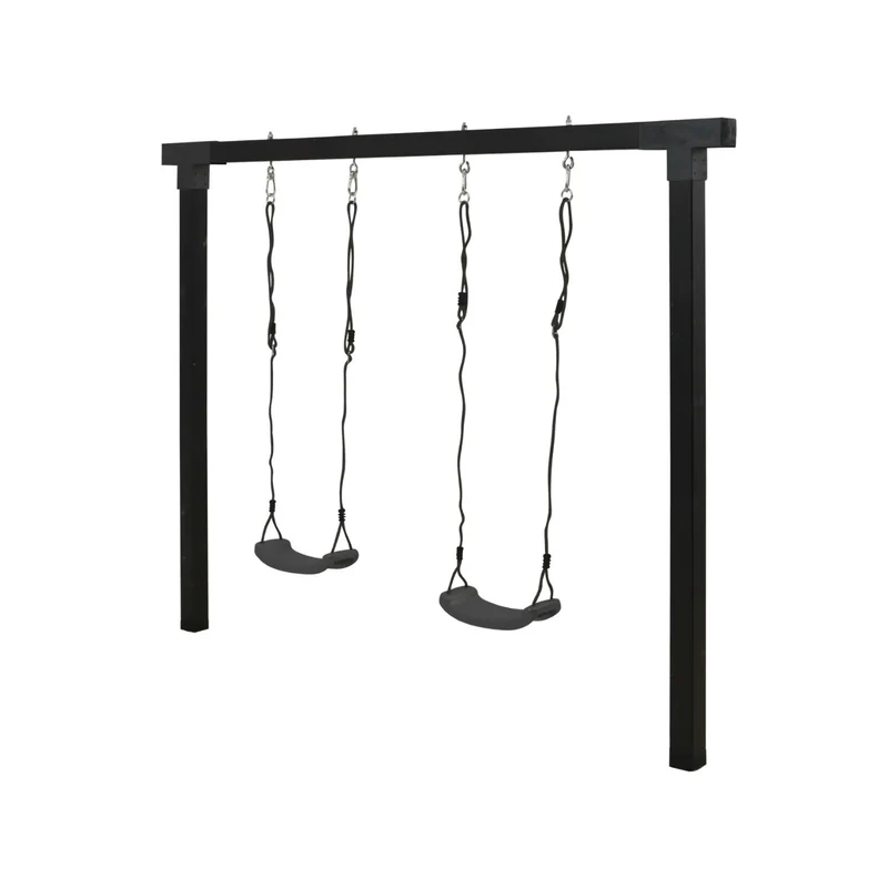 Schaukelgestell 'Cubic' | L 268 x B 9 x H 209 cm | 2 Schaukeln | Holzpfosten | Beschläge feuerverzinkt | schwarz lackiert | Made in Europe