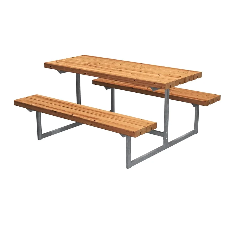 Gartenmöbel-Garnitur 'Basic Junior' | | 1 Tisch, 2 Bänke | fix verbunden | L 118 x B 114 x H 57 cm | ThermoWood® | Beschläge feuerverzinkt | Made in Europe
